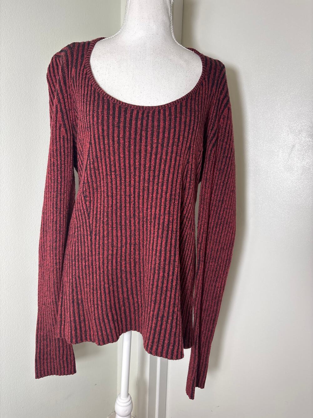 Proenza Schouler Black and Red Scoop Neck Sweater Sz XL